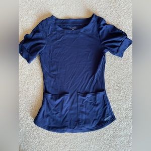 Jaanuu Women's Puff-Sleeve Scrub Top Navy XXS